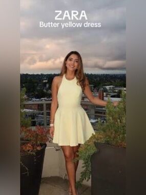 Zara Pale Yellow Sleeveless Dress,S 🦋